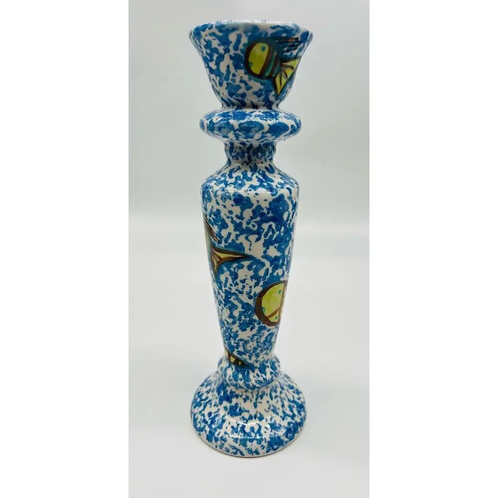 Wynne Noble SIGNED Hand Painted Evandale Porcelain votive candlestick